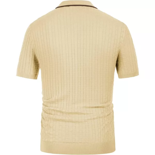 PJ PAUL JONES Mens Knitted Polo Shirts Short Sleeve Texture Summer Polo T Shirt Casual Pullover Polo Shirt