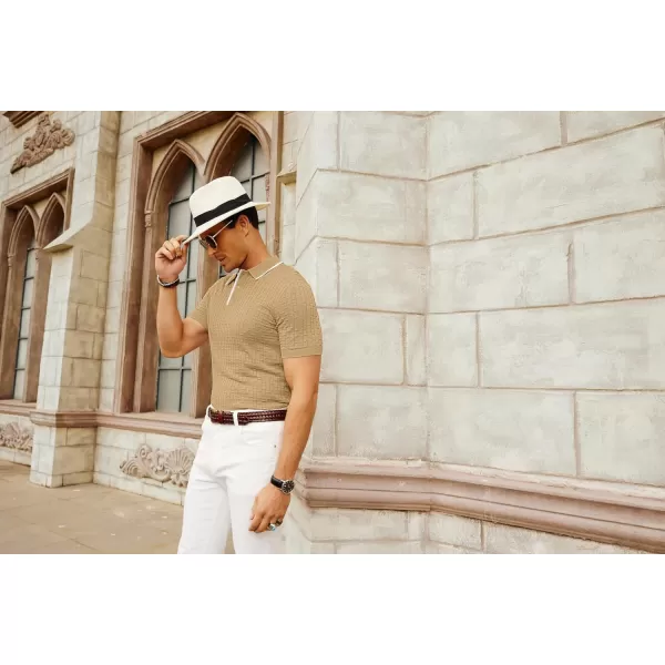 PJ PAUL JONES Mens Knitted Polo Shirts Short Sleeve Texture Summer Polo T Shirt Casual Pullover Polo Shirt
