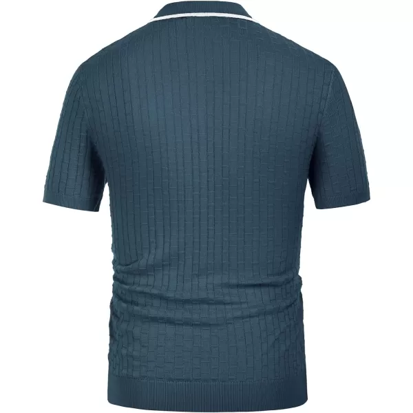 PJ PAUL JONES Mens Knitted Polo Shirts Short Sleeve Texture Summer Polo T Shirt Casual Pullover Polo Shirt