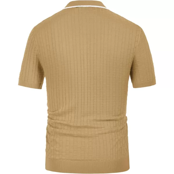 PJ PAUL JONES Mens Knitted Polo Shirts Short Sleeve Texture Summer Polo T Shirt Casual Pullover Polo Shirt