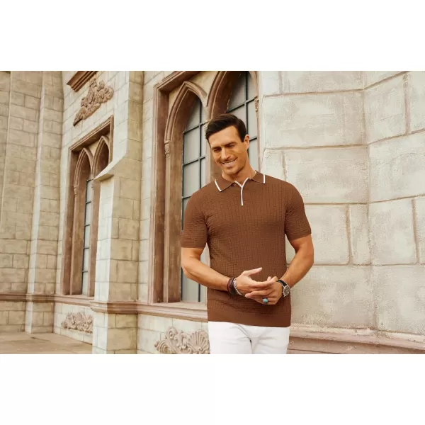 PJ PAUL JONES Mens Knitted Polo Shirts Short Sleeve Texture Summer Polo T Shirt Casual Pullover Polo Shirt