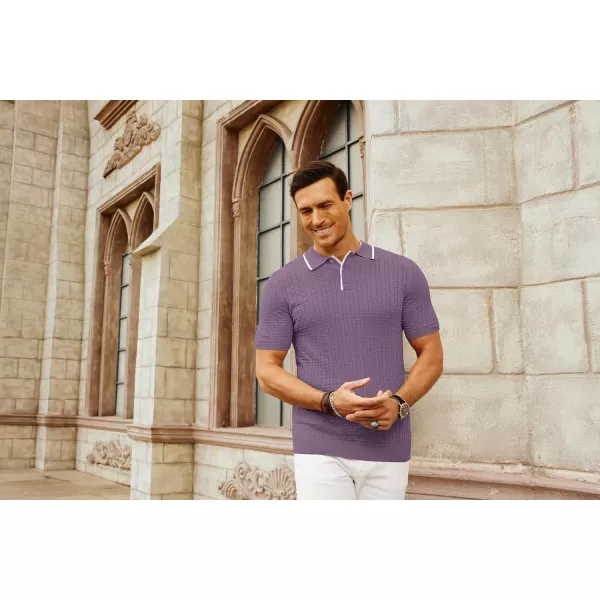 PJ PAUL JONES Mens Knitted Polo Shirts Short Sleeve Texture Summer Polo T Shirt Casual Pullover Polo Shirt
