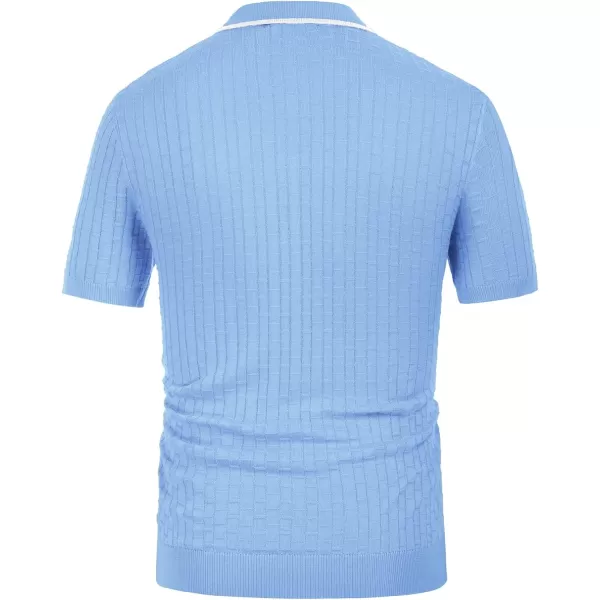 PJ PAUL JONES Mens Knitted Polo Shirts Short Sleeve Texture Summer Polo T Shirt Casual Pullover Polo Shirt