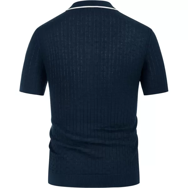 PJ PAUL JONES Mens Knitted Polo Shirts Short Sleeve Texture Summer Polo T Shirt Casual Pullover Polo Shirt