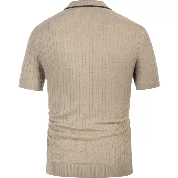 PJ PAUL JONES Mens Knitted Polo Shirts Short Sleeve Texture Summer Polo T Shirt Casual Pullover Polo Shirt