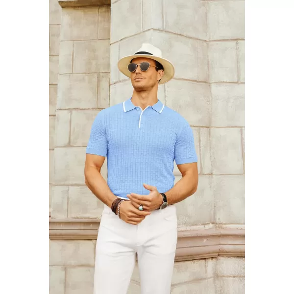 PJ PAUL JONES Mens Knitted Polo Shirts Short Sleeve Texture Summer Polo T Shirt Casual Pullover Polo Shirt