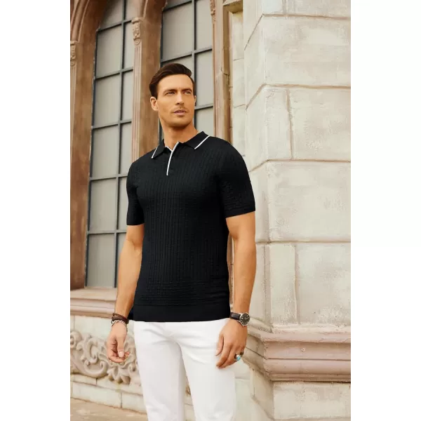 PJ PAUL JONES Mens Knitted Polo Shirts Short Sleeve Texture Summer Polo T Shirt Casual Pullover Polo Shirt