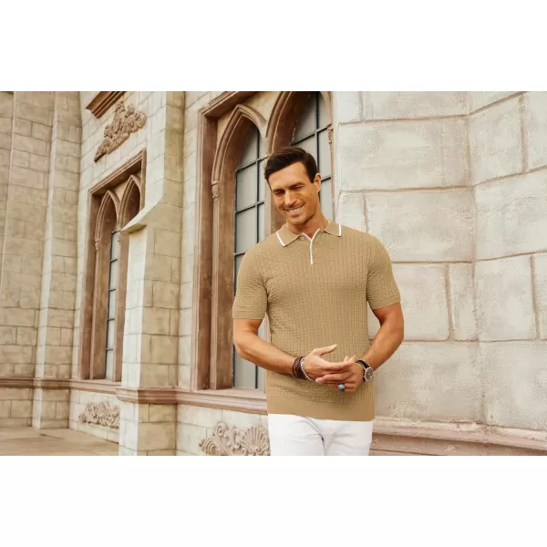 PJ PAUL JONES Mens Knitted Polo Shirts Short Sleeve Texture Summer Polo T Shirt Casual Pullover Polo Shirt