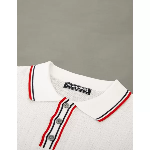 PJ PAUL JONES Mens Knitted Polo Shirts Short Sleeve Textured Pullover Golf Polo T Shirts