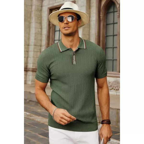 PJ PAUL JONES Mens Knitted Polo Shirts Short Sleeve Textured Pullover Golf Polo T Shirts