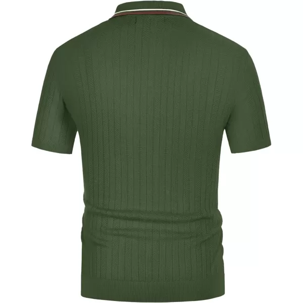 PJ PAUL JONES Mens Knitted Polo Shirts Short Sleeve Textured Pullover Golf Polo T Shirts