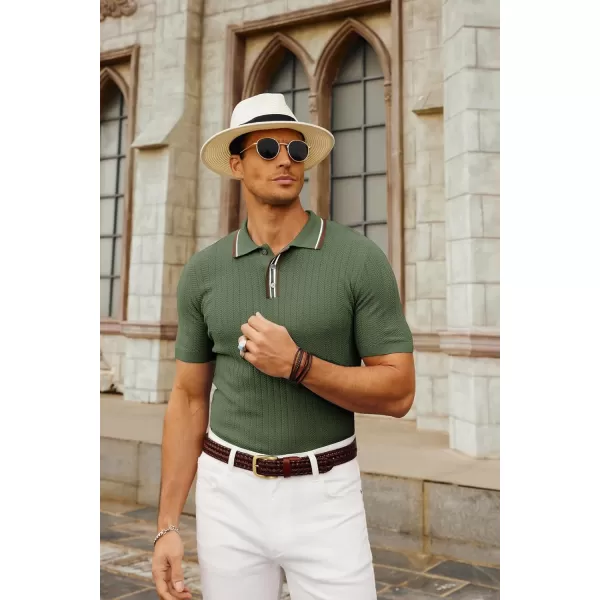 PJ PAUL JONES Mens Knitted Polo Shirts Short Sleeve Textured Pullover Golf Polo T Shirts