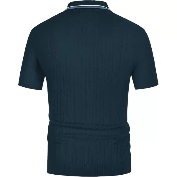 PJ PAUL JONES Mens Knitted Polo Shirts Short Sleeve Textured Pullover Golf Polo T Shirts