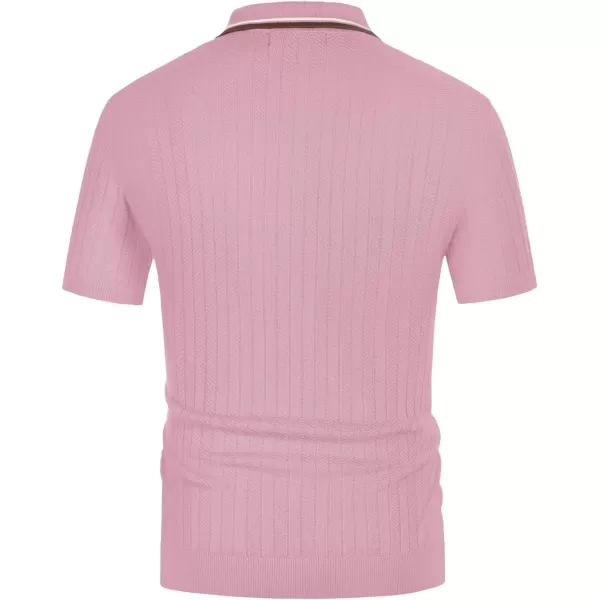PJ PAUL JONES Mens Knitted Polo Shirts Short Sleeve Textured Pullover Golf Polo T Shirts