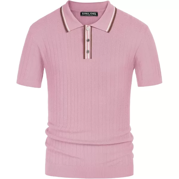 PJ PAUL JONES Mens Knitted Polo Shirts Short Sleeve Textured Pullover Golf Polo T Shirts