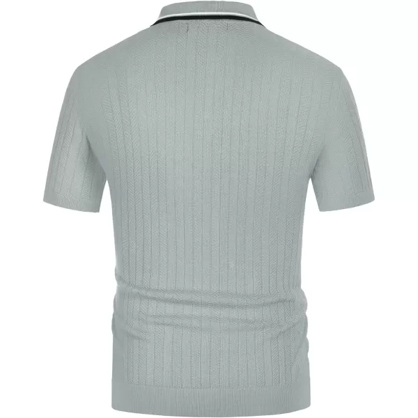 PJ PAUL JONES Mens Knitted Polo Shirts Short Sleeve Textured Pullover Golf Polo T Shirts