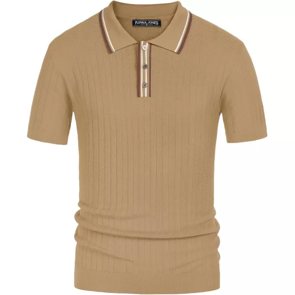 PJ PAUL JONES Mens Knitted Polo Shirts Short Sleeve Textured Pullover Golf Polo T Shirts