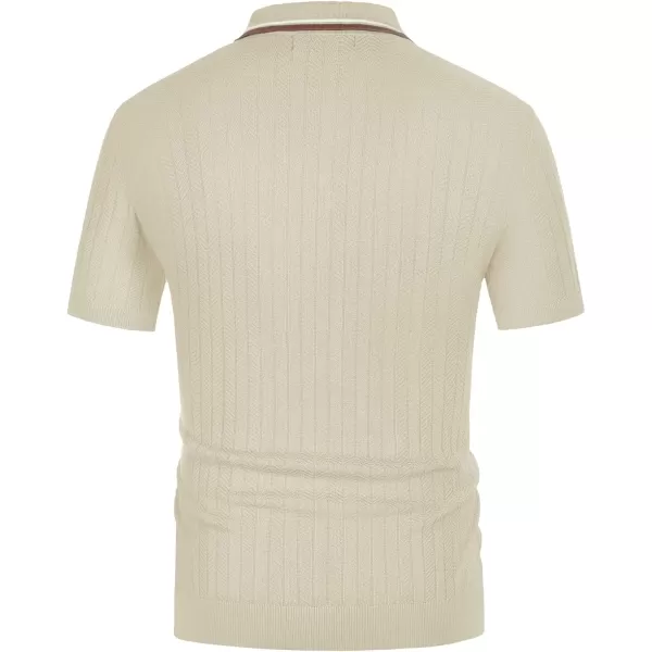 PJ PAUL JONES Mens Knitted Polo Shirts Short Sleeve Textured Pullover Golf Polo T Shirts