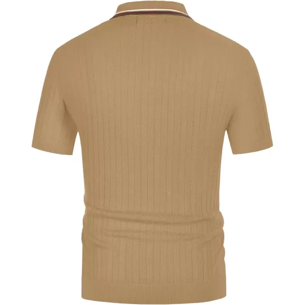 PJ PAUL JONES Mens Knitted Polo Shirts Short Sleeve Textured Pullover Golf Polo T Shirts