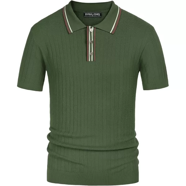 PJ PAUL JONES Mens Knitted Polo Shirts Short Sleeve Textured Pullover Golf Polo T Shirts