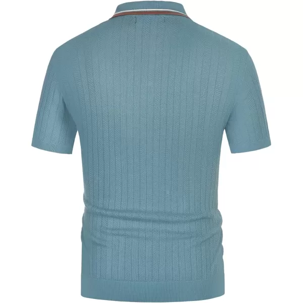PJ PAUL JONES Mens Knitted Polo Shirts Short Sleeve Textured Pullover Golf Polo T Shirts