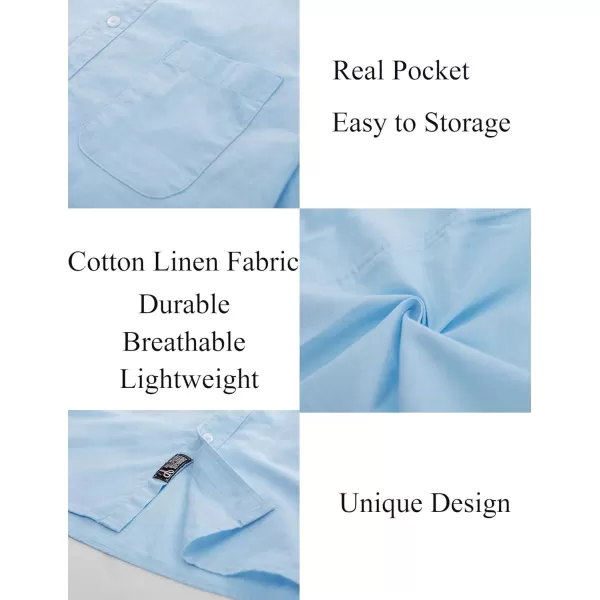 PJ PAUL JONES Mens Linen Shirts Casual Band Collar Short Sleeve Button Down Summer Beach Shirts