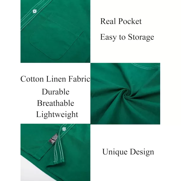 PJ PAUL JONES Mens Linen Shirts Casual Band Collar Short Sleeve Button Down Summer Beach Shirts