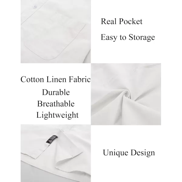 PJ PAUL JONES Mens Linen Shirts Casual Band Collar Short Sleeve Button Down Summer Beach Shirts