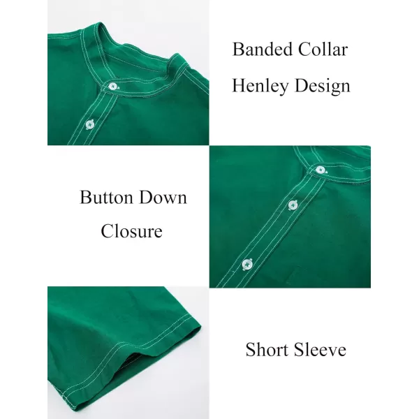 PJ PAUL JONES Mens Linen Shirts Casual Band Collar Short Sleeve Button Down Summer Beach Shirts