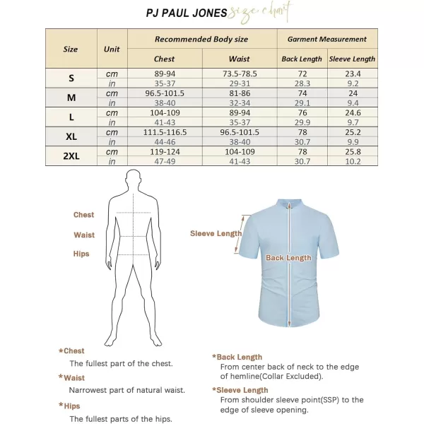 PJ PAUL JONES Mens Linen Shirts Casual Band Collar Short Sleeve Button Down Summer Beach Shirts