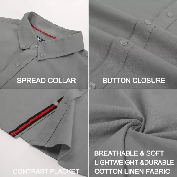 PJ PAUL JONES Men's Linen Shirts Long Sleeve Casual Button Down Shirt Breathable Dress Shirts