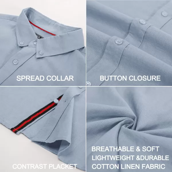 PJ PAUL JONES Men's Linen Shirts Long Sleeve Casual Button Down Shirt Breathable Dress Shirts