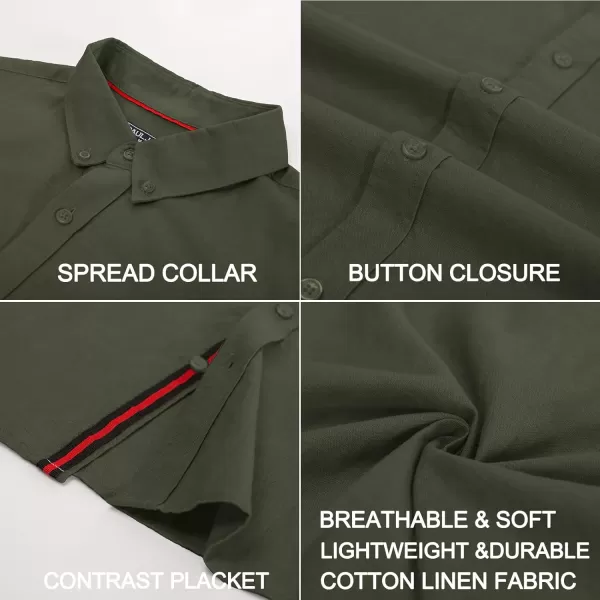 PJ PAUL JONES Men's Linen Shirts Long Sleeve Casual Button Down Shirt Breathable Dress Shirts