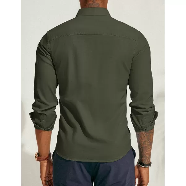 PJ PAUL JONES Men's Linen Shirts Long Sleeve Casual Button Down Shirt Breathable Dress Shirts