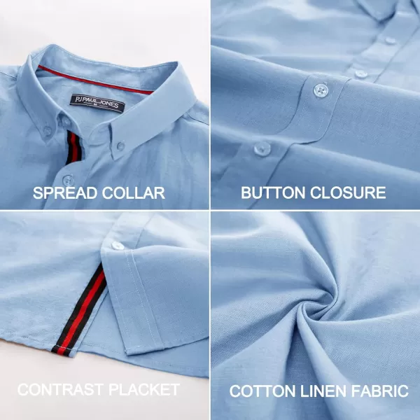 PJ PAUL JONES Men's Linen Shirts Long Sleeve Casual Button Down Shirt Breathable Dress Shirts