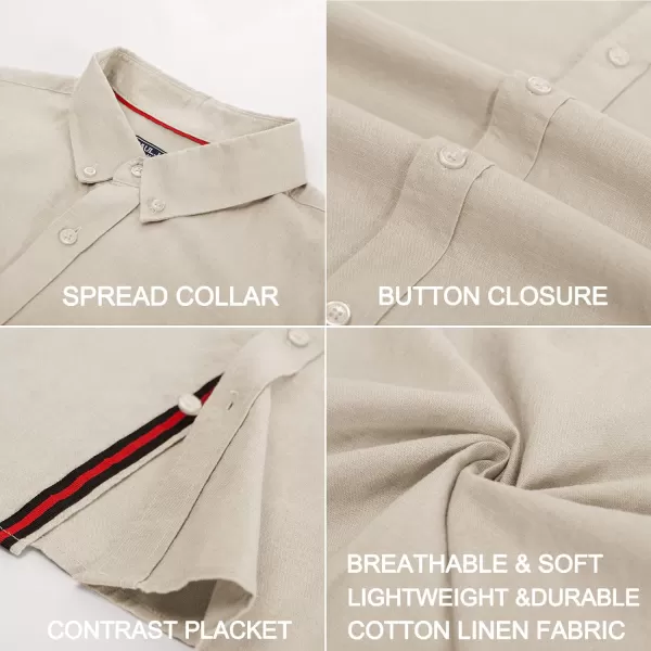 PJ PAUL JONES Men's Linen Shirts Long Sleeve Casual Button Down Shirt Breathable Dress Shirts