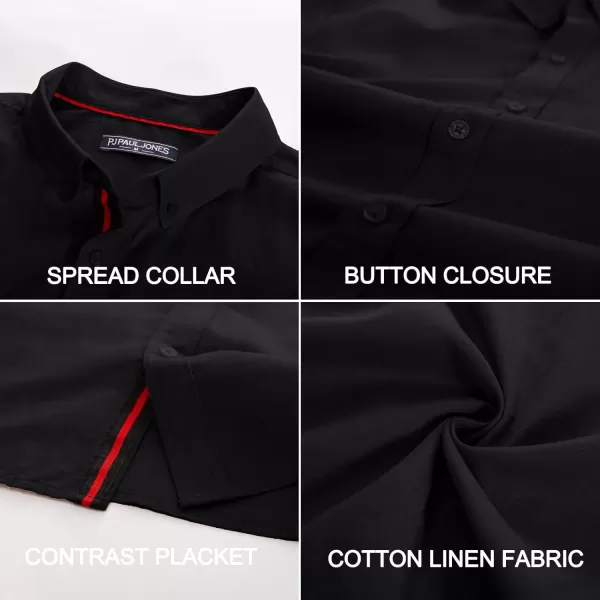 PJ PAUL JONES Men's Linen Shirts Long Sleeve Casual Button Down Shirt Breathable Dress Shirts