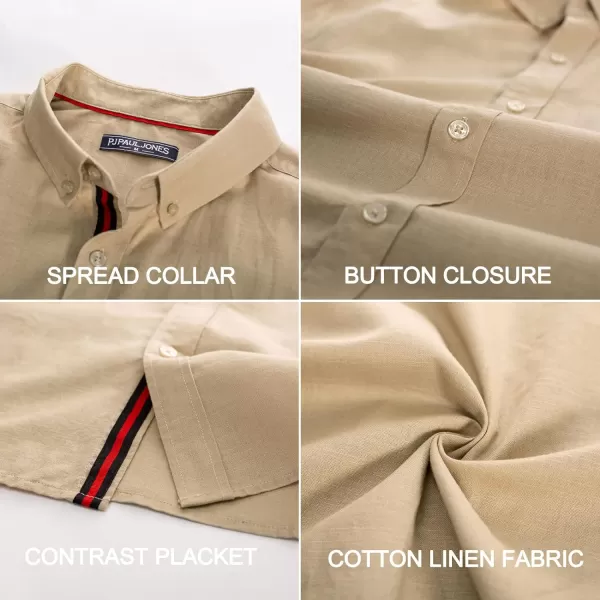 PJ PAUL JONES Men's Linen Shirts Long Sleeve Casual Button Down Shirt Breathable Dress Shirts