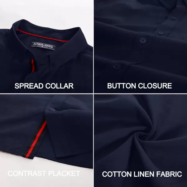 PJ PAUL JONES Men's Linen Shirts Long Sleeve Casual Button Down Shirt Breathable Dress Shirts