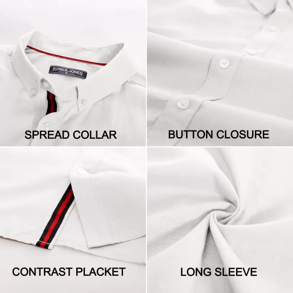 PJ PAUL JONES Men's Linen Shirts Long Sleeve Casual Button Down Shirt Breathable Dress Shirts