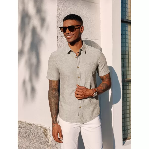 PJ PAUL JONES Men's Linen Shirts Short Sleeve Casual Button Down Shirts Summer Beach Shirt with Pocket