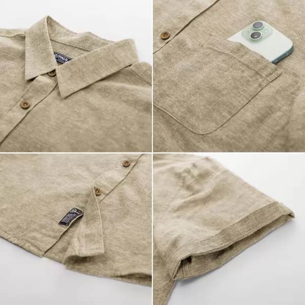 PJ PAUL JONES Men's Linen Shirts Short Sleeve Casual Button Down Shirts Summer Beach Shirt with Pocket