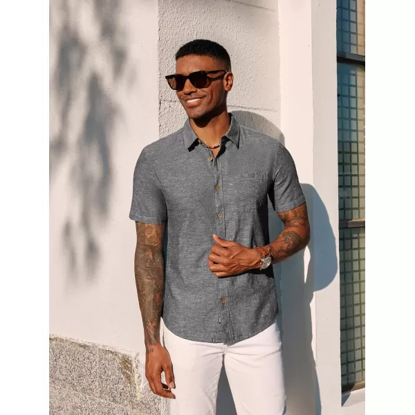 PJ PAUL JONES Men's Linen Shirts Short Sleeve Casual Button Down Shirts Summer Beach Shirt with Pocket