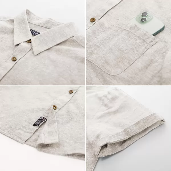 PJ PAUL JONES Men's Linen Shirts Short Sleeve Casual Button Down Shirts Summer Beach Shirt with Pocket
