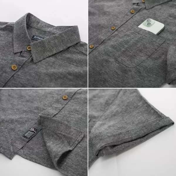 PJ PAUL JONES Men's Linen Shirts Short Sleeve Casual Button Down Shirts Summer Beach Shirt with Pocket