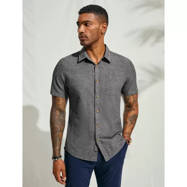 PJ PAUL JONES Men's Linen Shirts Short Sleeve Casual Button Down Shirts Summer Beach Shirt with Pocket