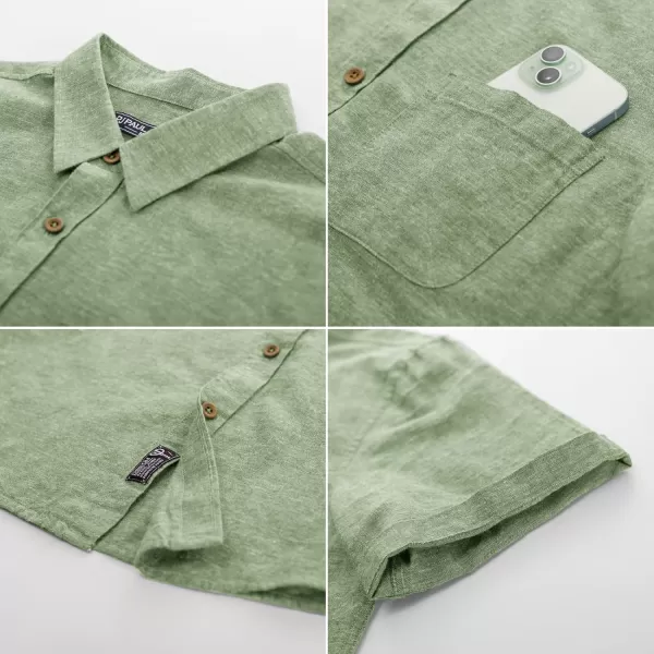 PJ PAUL JONES Men's Linen Shirts Short Sleeve Casual Button Down Shirts Summer Beach Shirt with Pocket