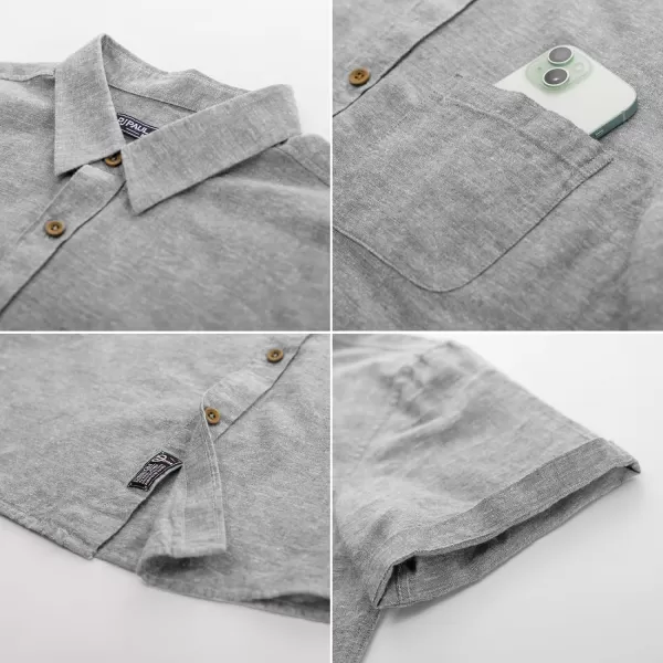 PJ PAUL JONES Men's Linen Shirts Short Sleeve Casual Button Down Shirts Summer Beach Shirt with Pocket