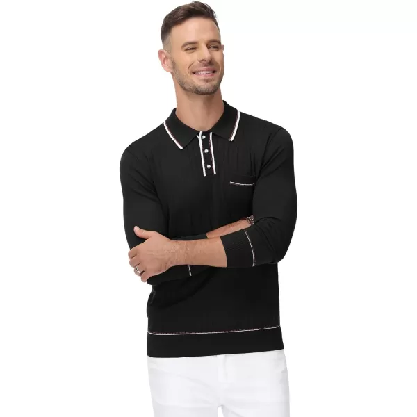 PJ PAUL JONES Mens Long Sleeve Pullover Sweaters Vintage Button-Up Knit Shirt
