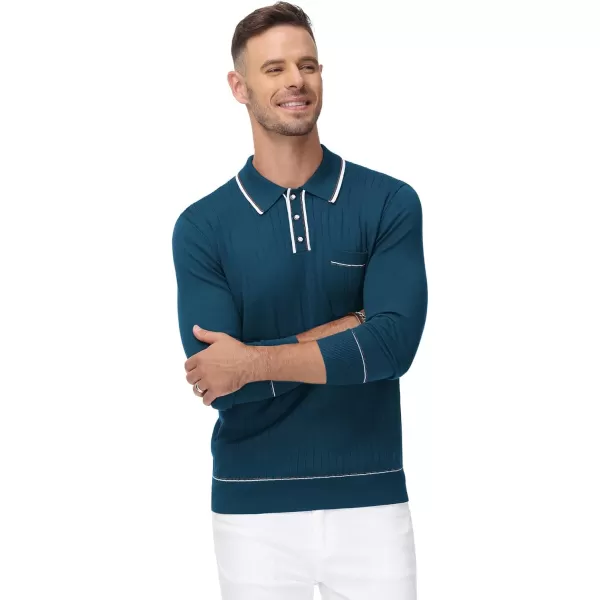 PJ PAUL JONES Mens Long Sleeve Pullover Sweaters Vintage Button-Up Knit Shirt